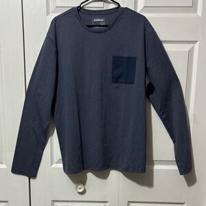 Express Men's Dark Blue Long Sleeve Tee
